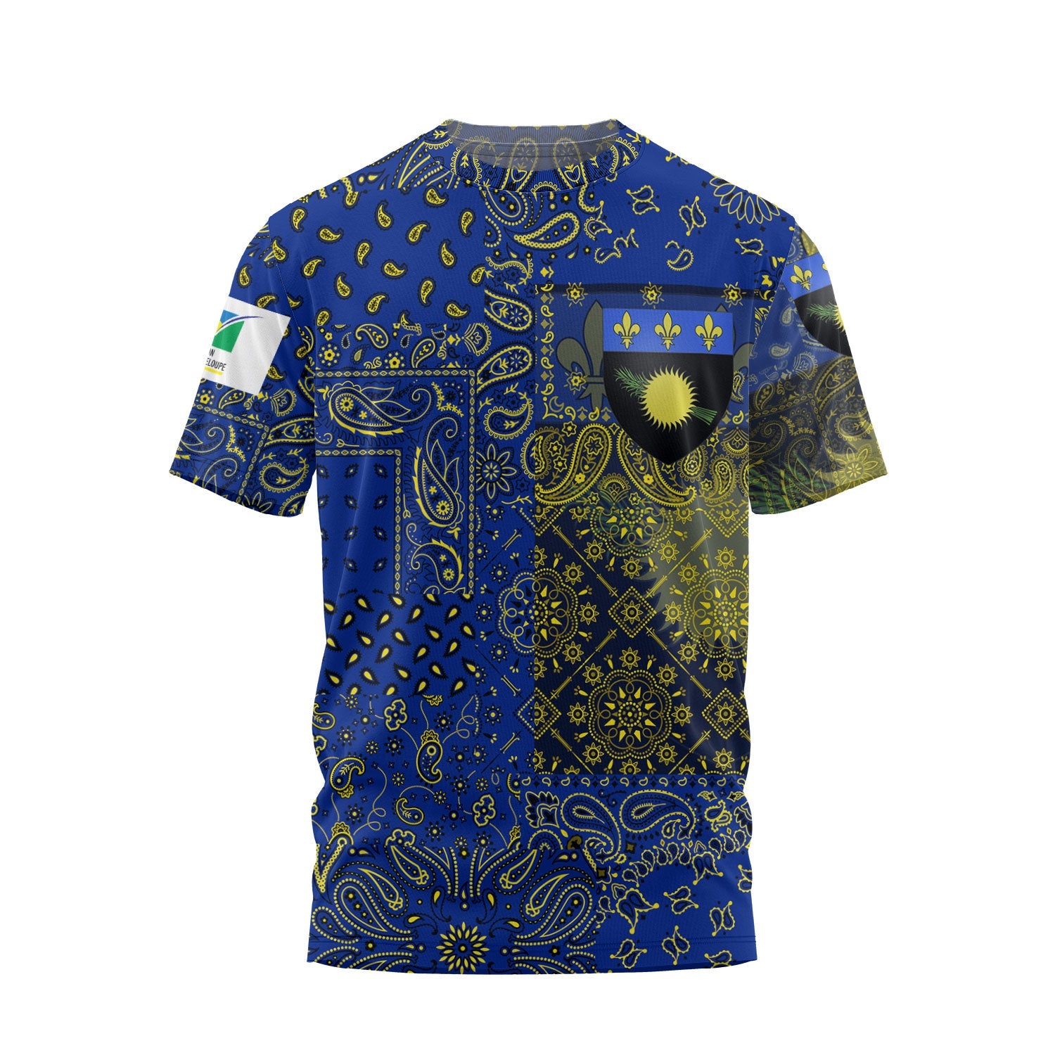 Guadeloupe T Shirt Paisley Flag And Skull Style 1