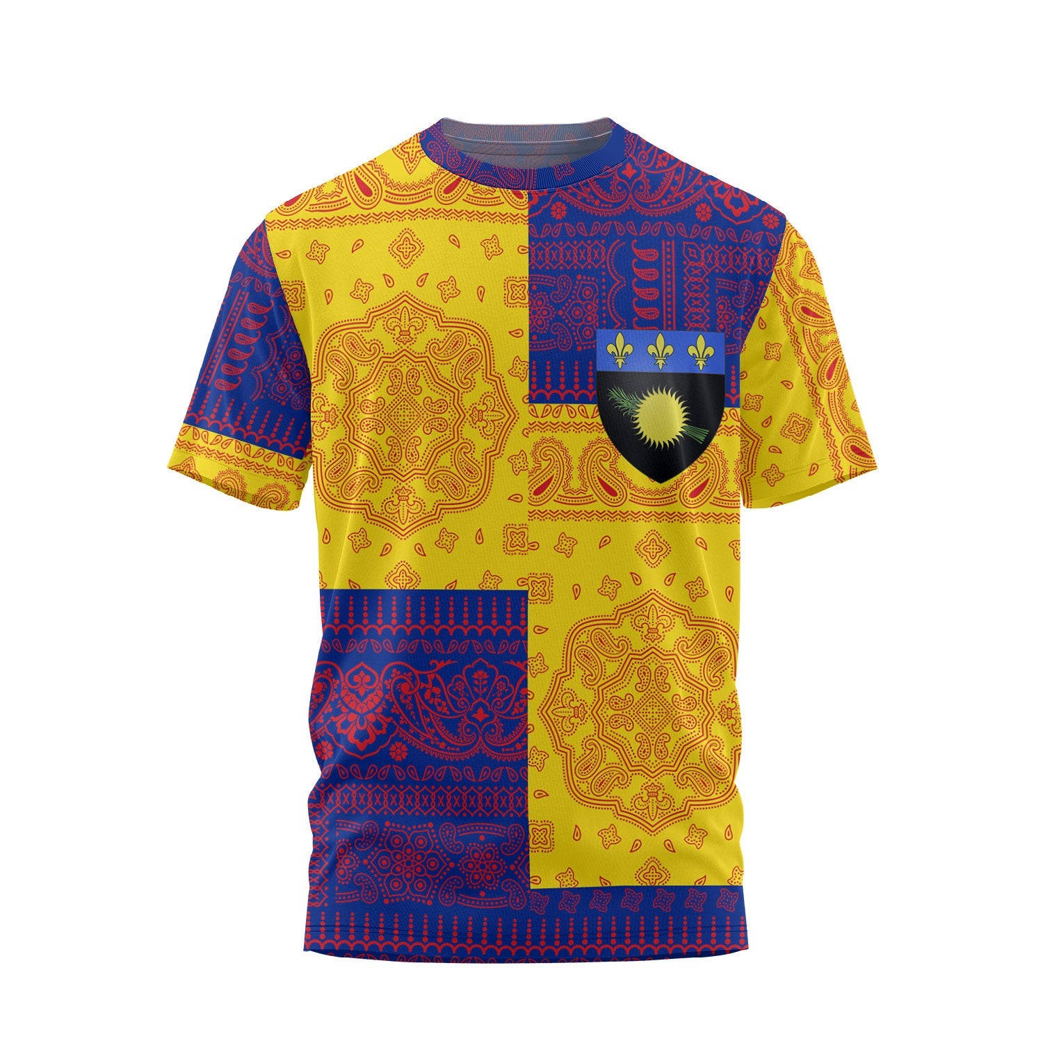 Guadeloupe T Shirt Flag And Paisley Basic Style 2