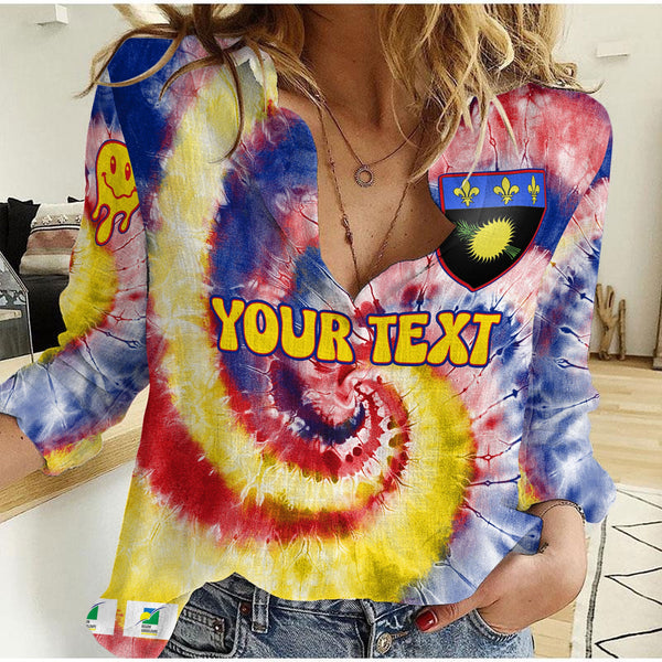 Guadeloupe Women Casual Shirt Custom Tie Dye Style 1