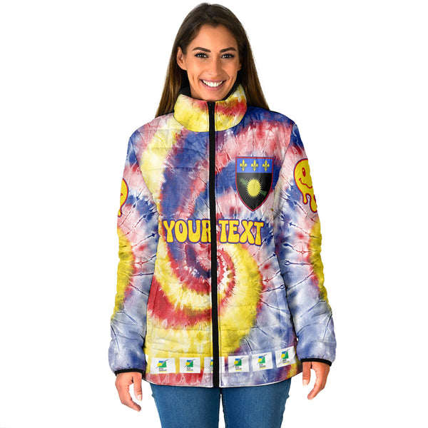 Guadeloupe Women Padded Jacket Custom Tie Dye Style 1