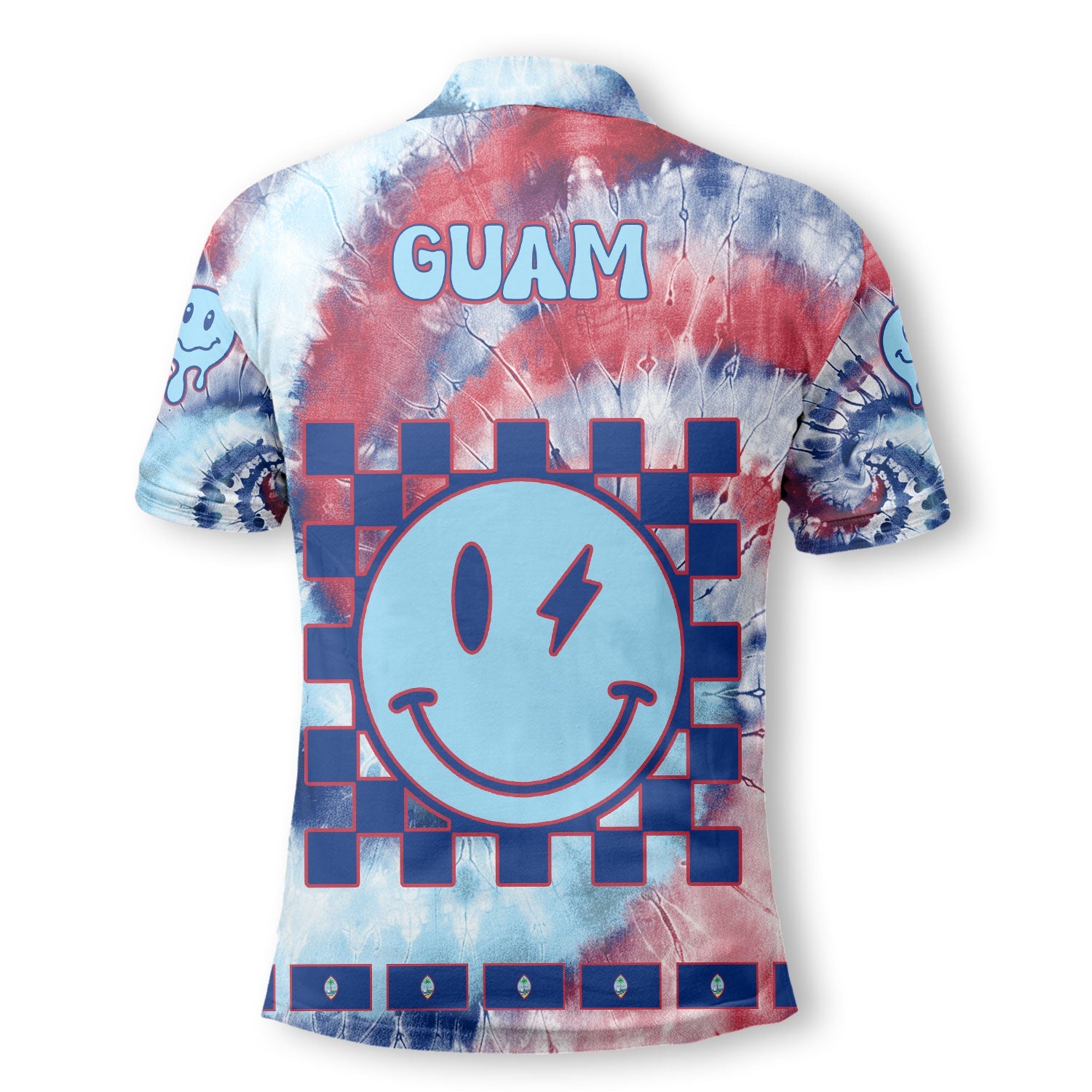 Guam Polo Shirt Custom Tie Dye Style 3