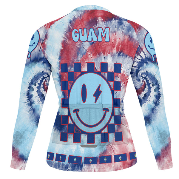 Guam Raglan Men Cycling Jersey Long Sleeve Custom Tie Dye Style 1