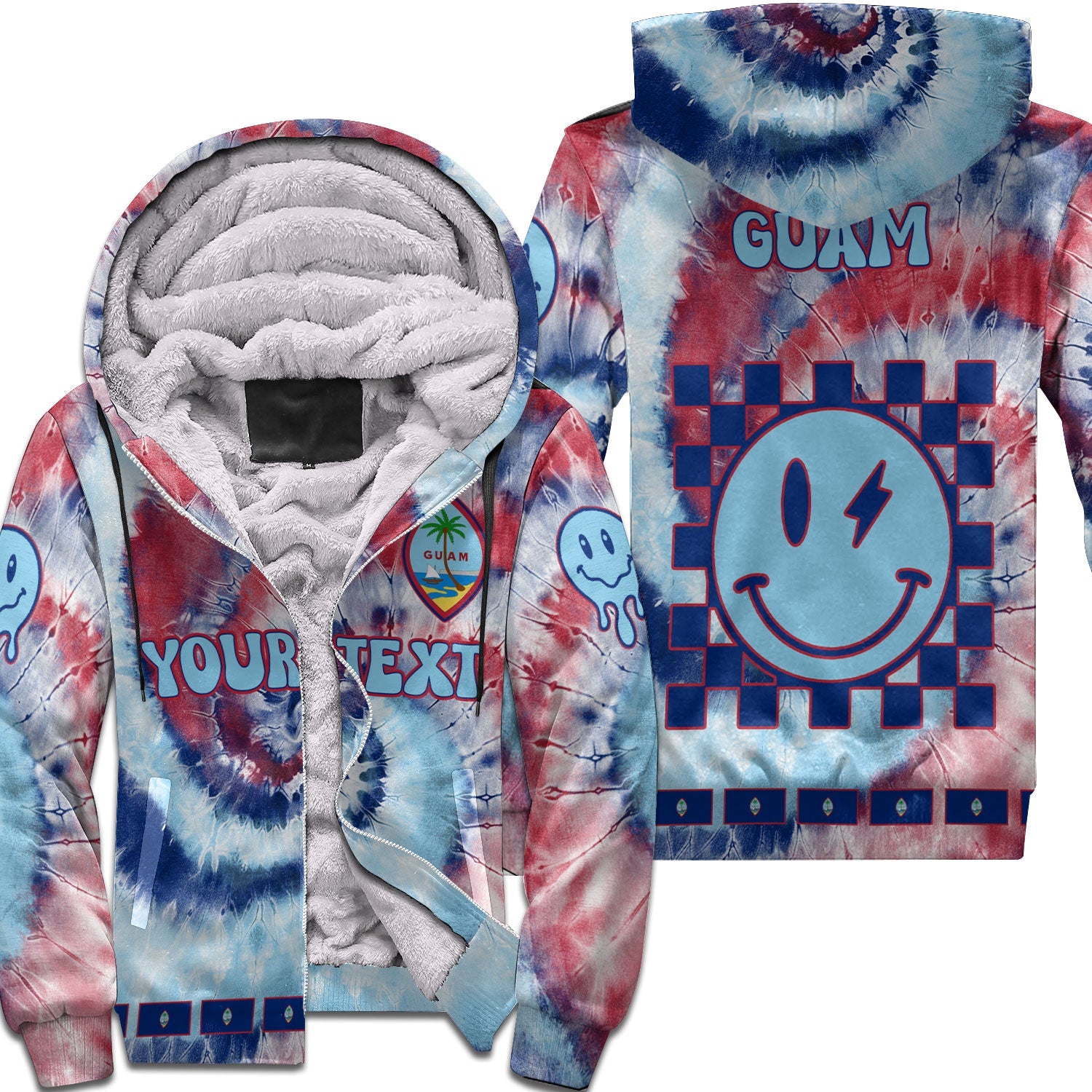 Guam Sherpa Hoodie Custom Tie Dye Style 1