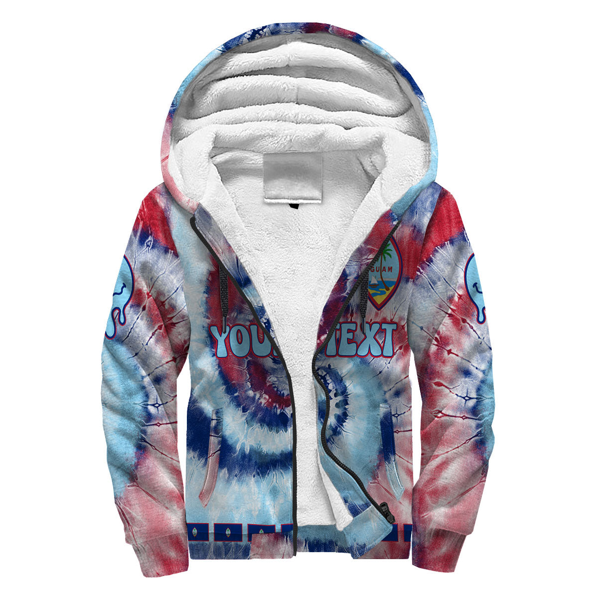 Guam Sherpa Hoodie Custom Tie Dye Style 3