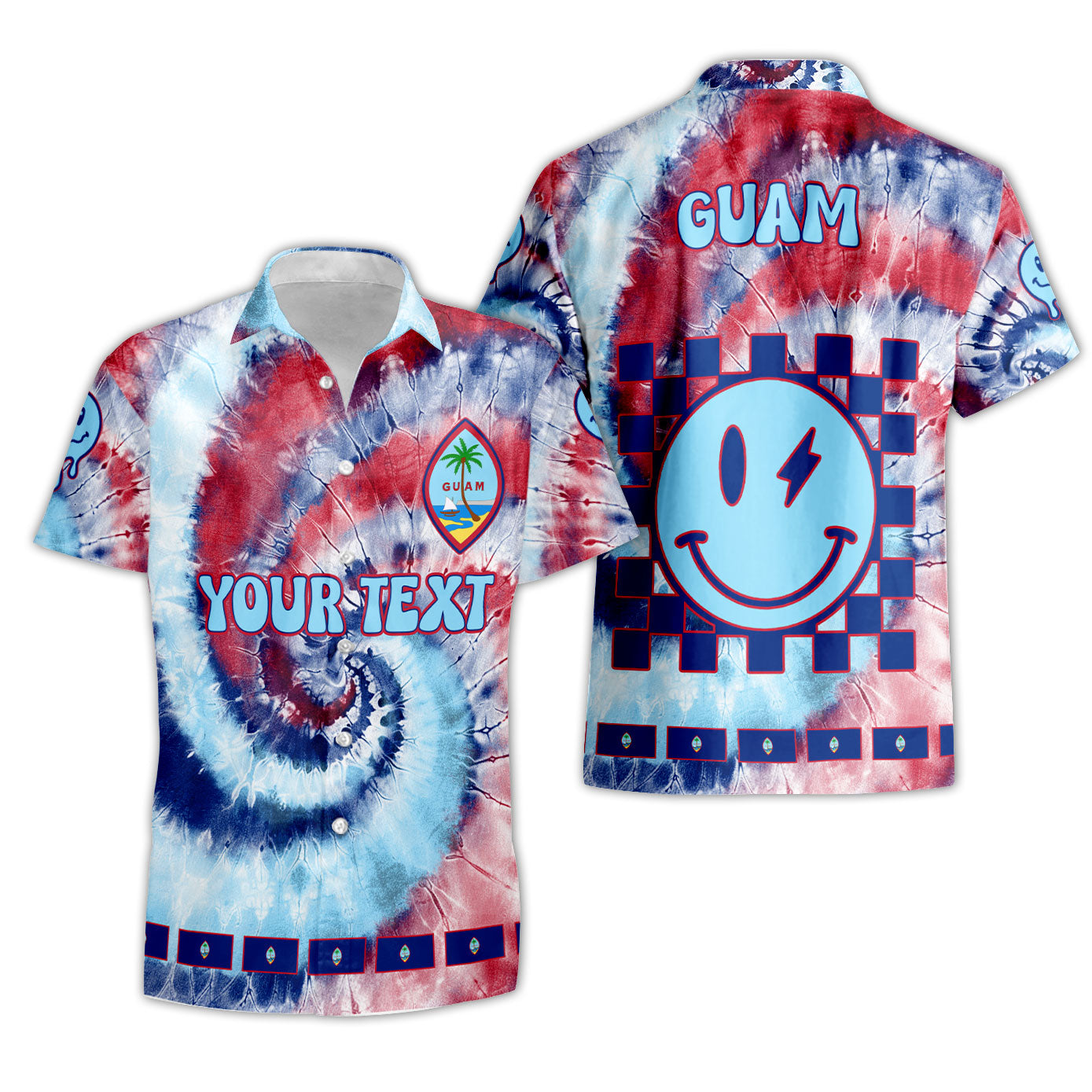 Guam Short Sleeve Shirt Custom Tie Dye Style 3