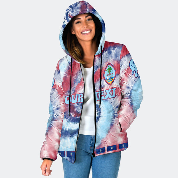 Guam Women Hooded Padded Jacket Custom Tie Dye Style 1