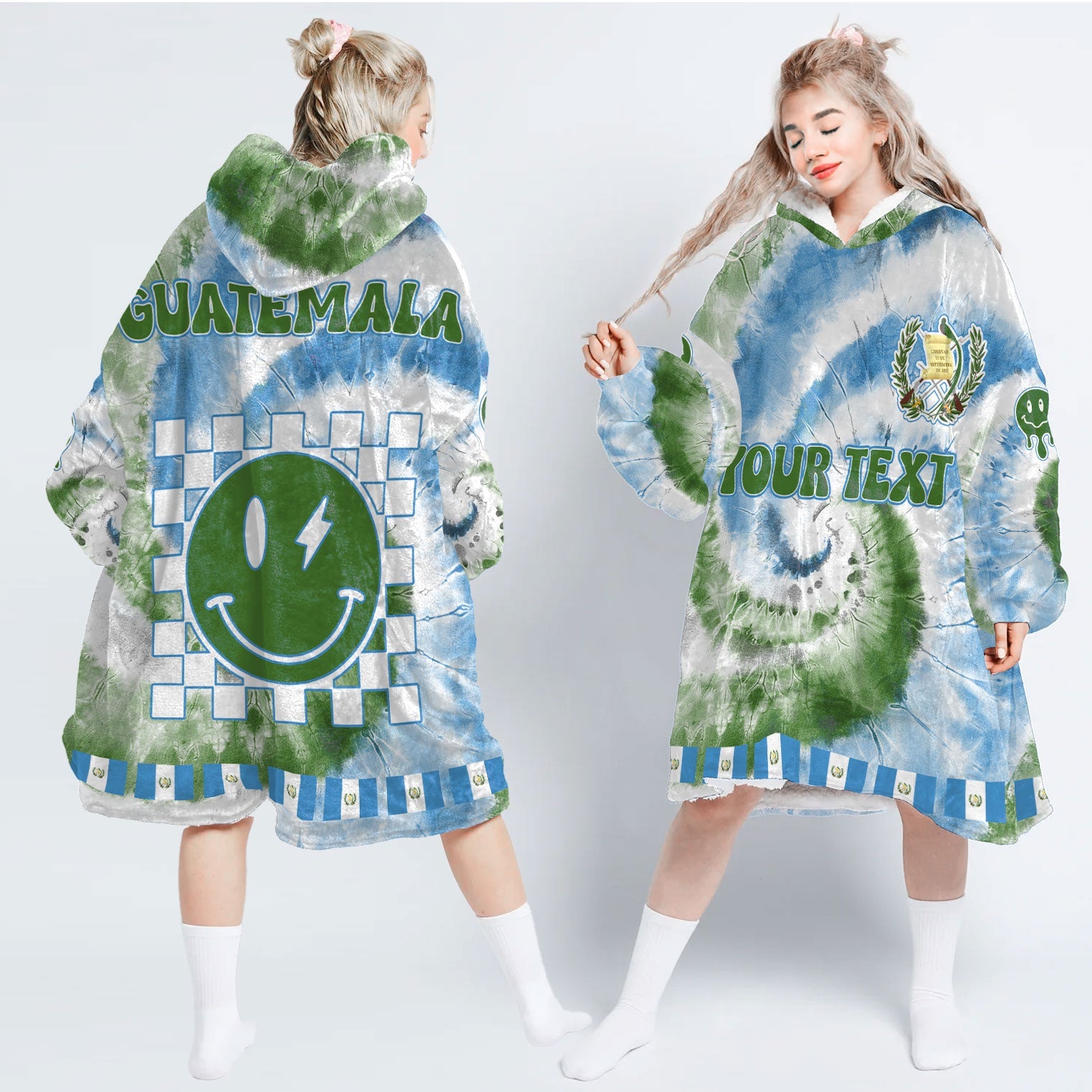 Guatemala Hoodie Blanket Custom Tie Dye Style 1