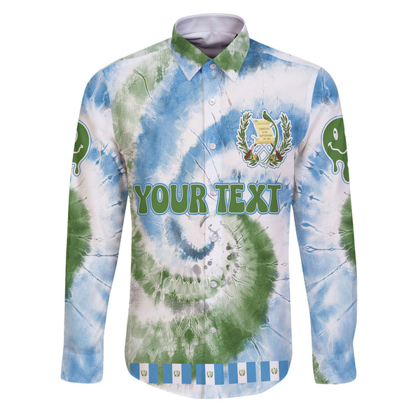 Guatemala Long Sleeve Button Shirt Custom Tie Dye Style 1
