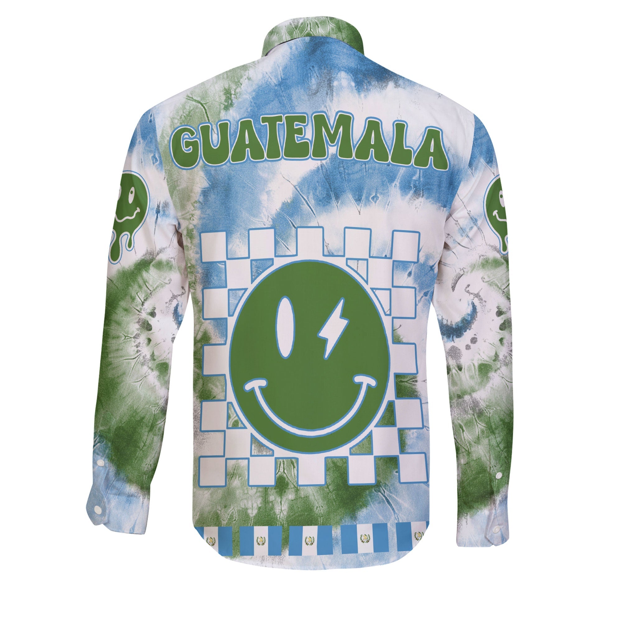 Guatemala Long Sleeve Button Shirt Custom Tie Dye Style 2