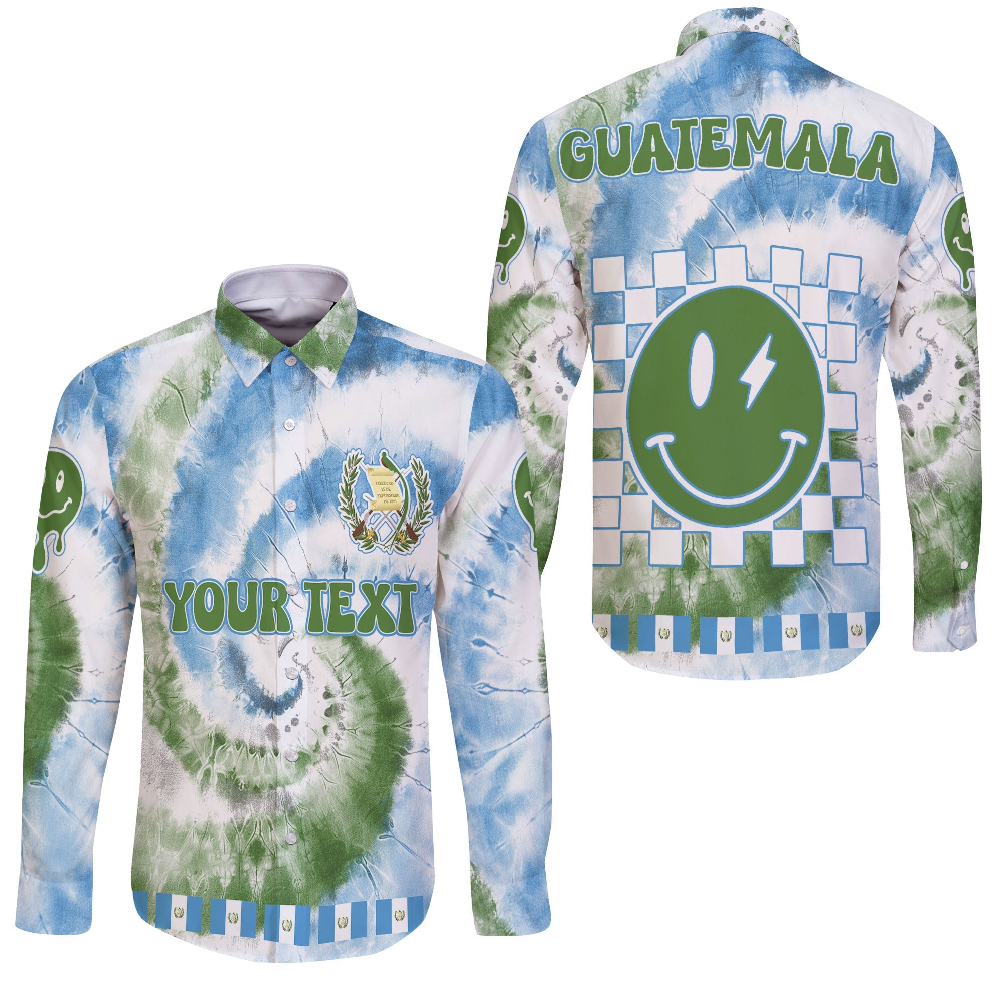 Guatemala Long Sleeve Button Shirt Custom Tie Dye Style 3