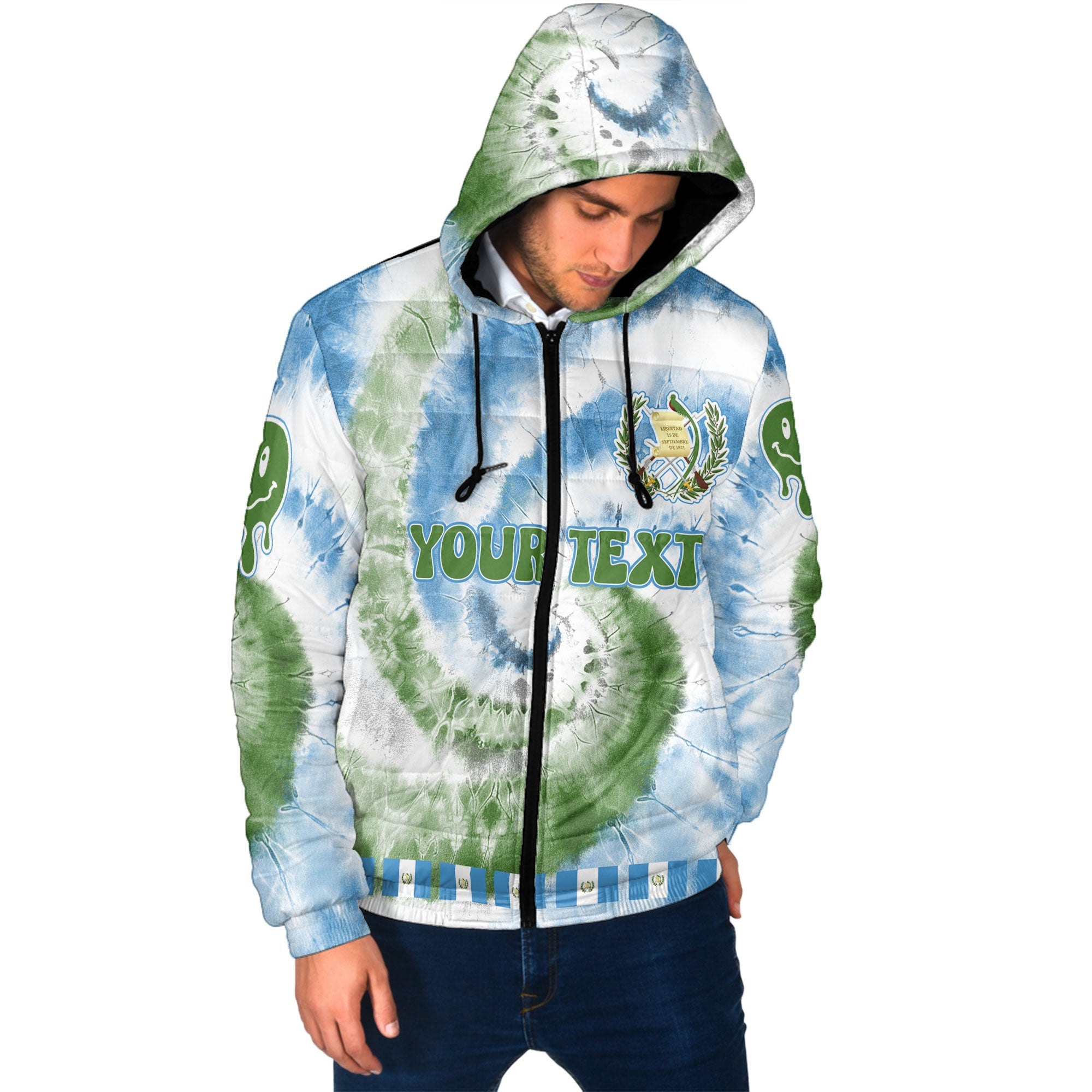 Guatemala Men Hooded Padded Jacket Custom Tie Dye Style 2