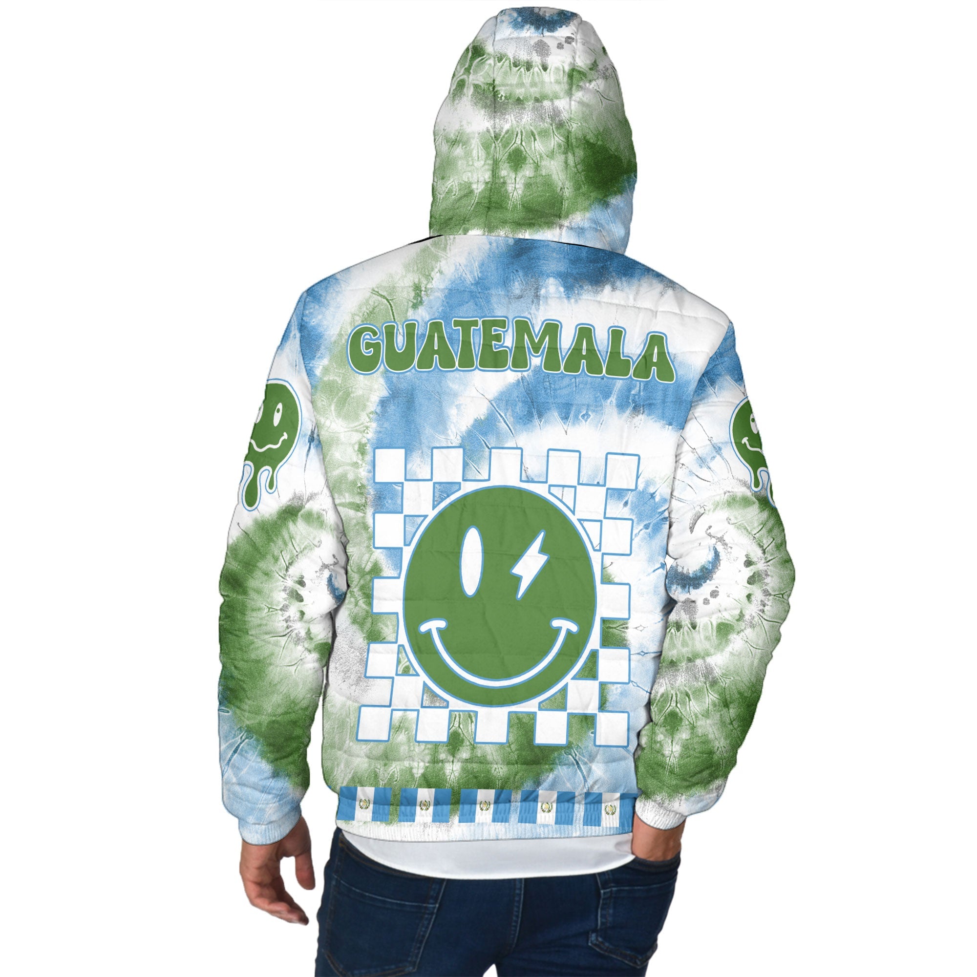 Guatemala Men Hooded Padded Jacket Custom Tie Dye Style 3