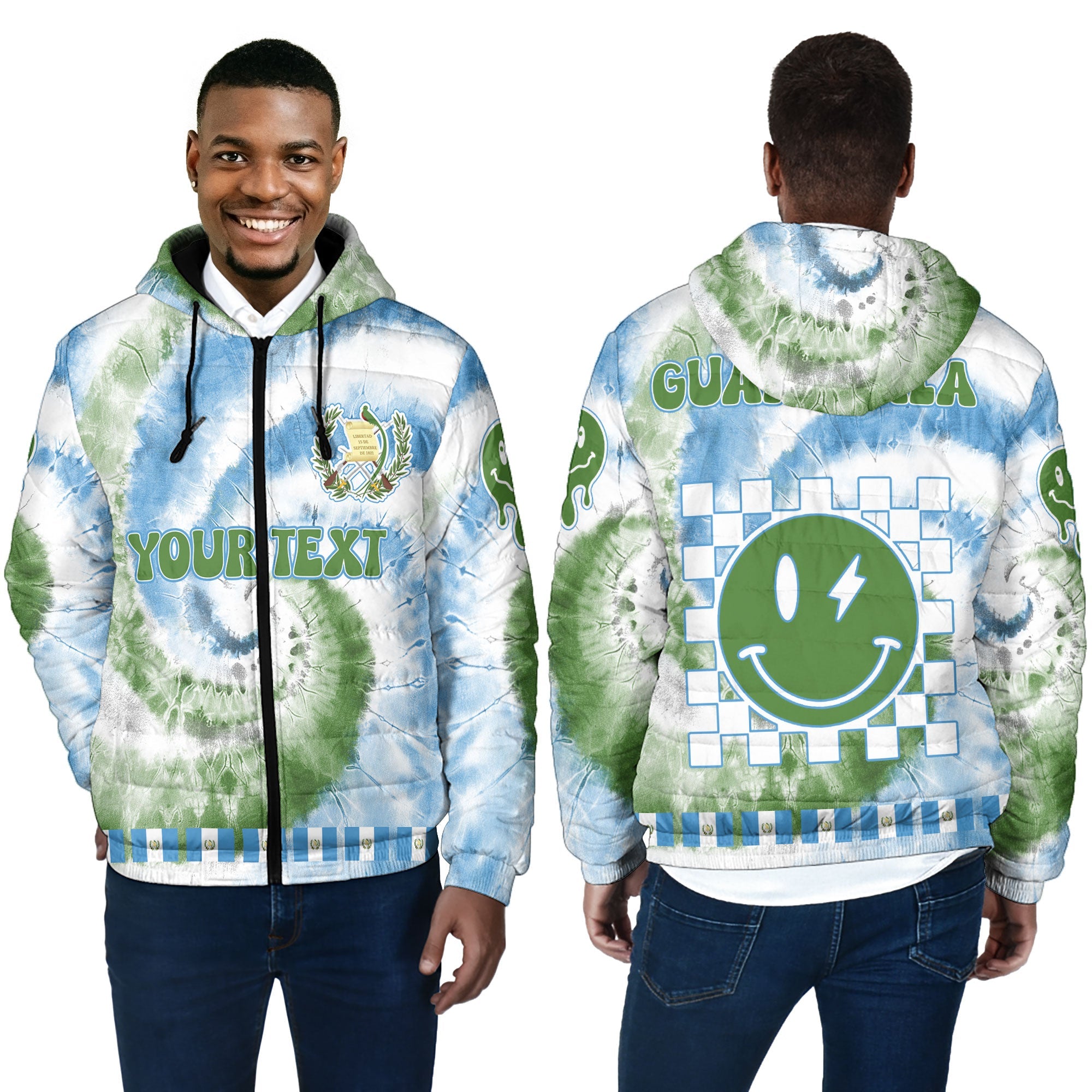 Guatemala Men Hooded Padded Jacket Custom Tie Dye Style 4