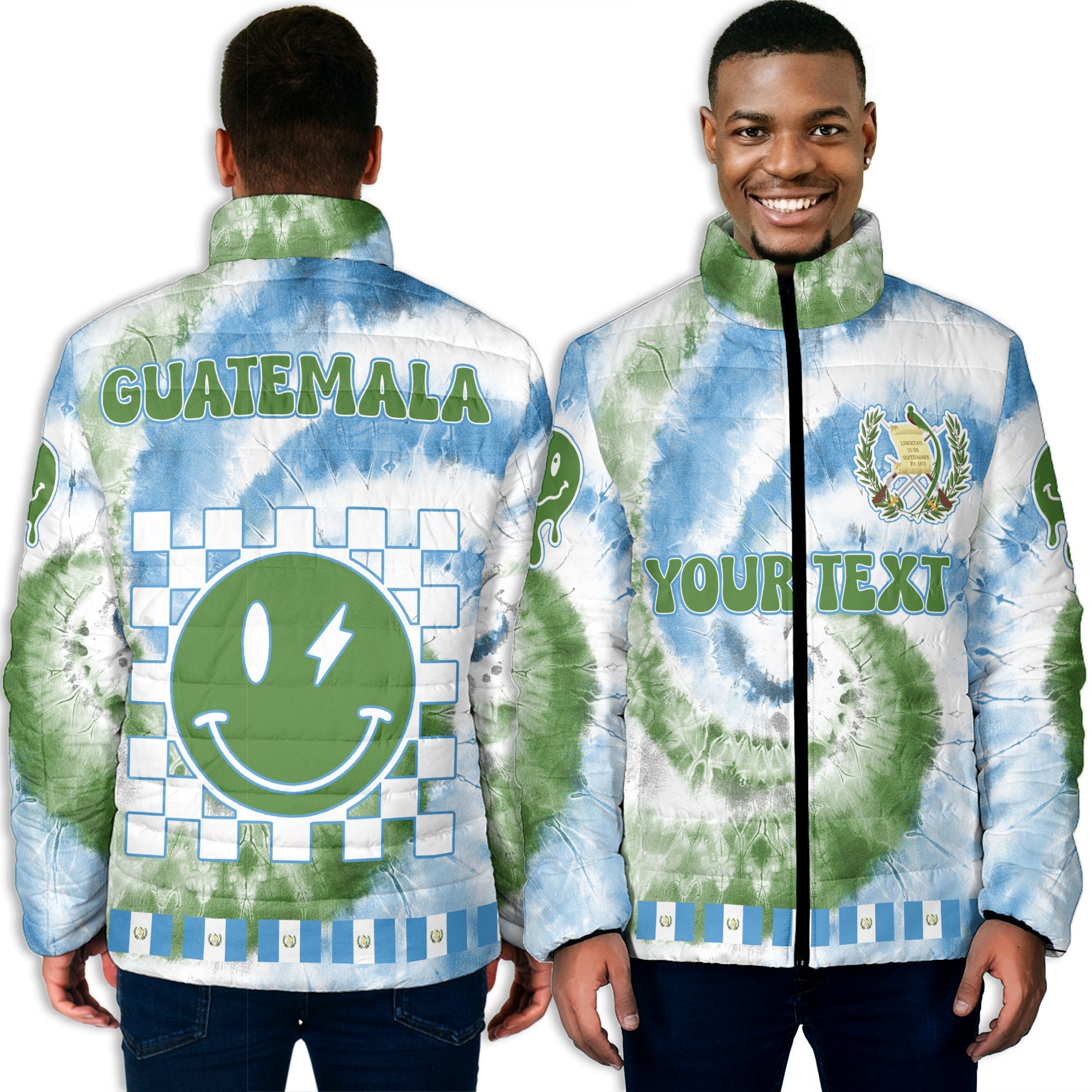 Guatemala Men Padded Jacket Custom Tie Dye Style 3