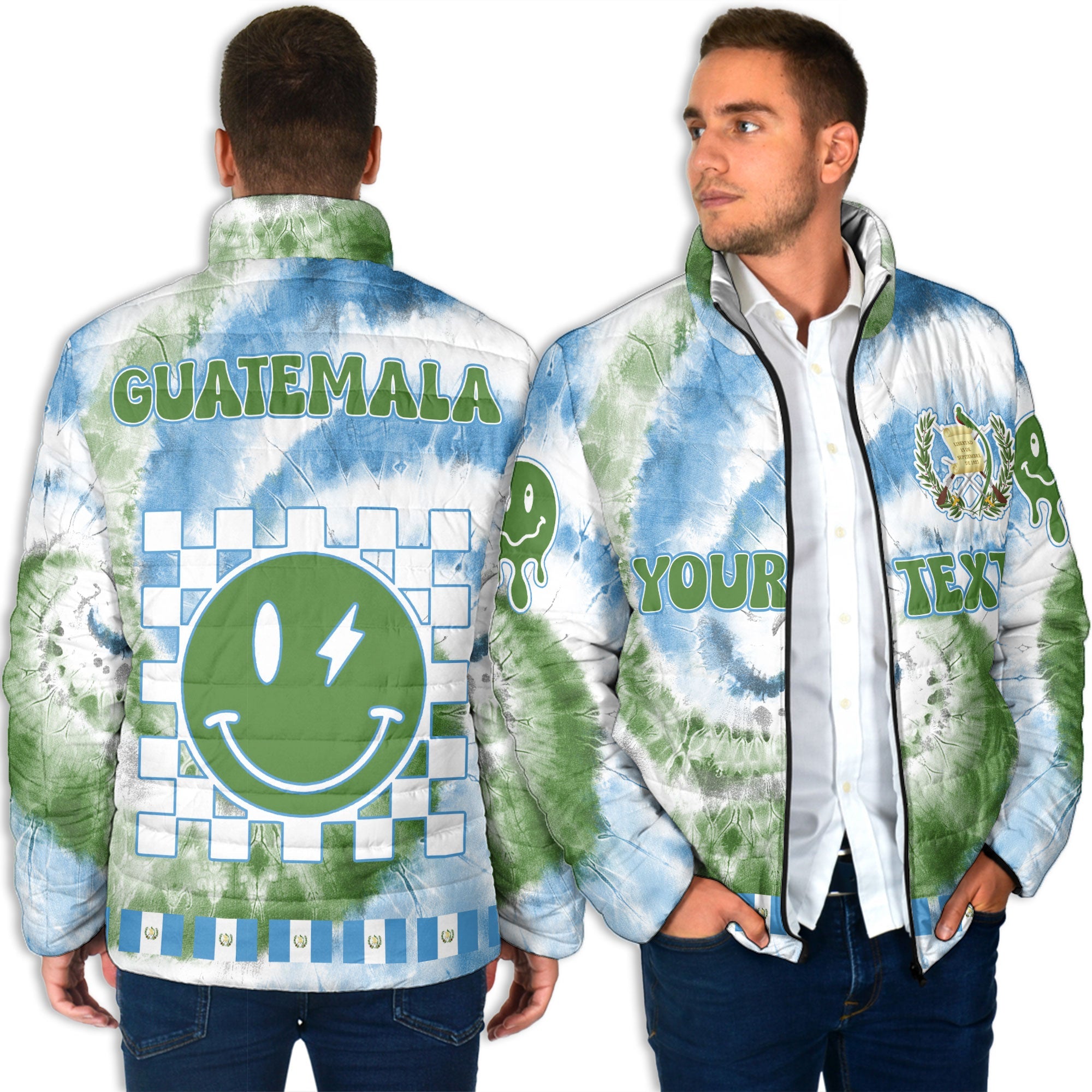 Guatemala Men Padded Jacket Custom Tie Dye Style 4