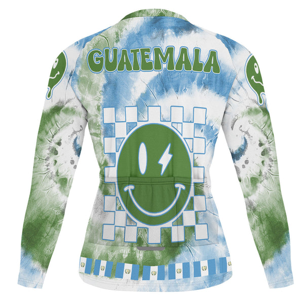 Guatemala Raglan Men Cycling Jersey Long Sleeve Custom Tie Dye Style 1