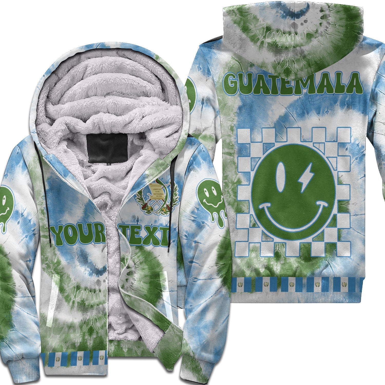 Guatemala Sherpa Hoodie Custom Tie Dye Style 1