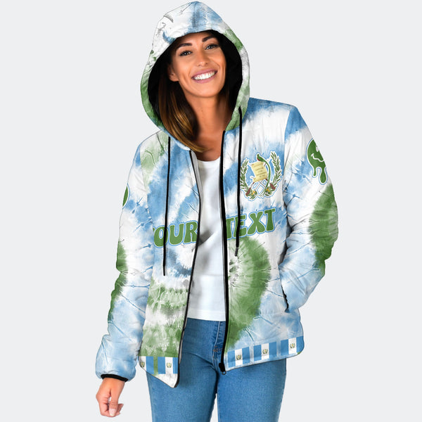 Guatemala Women Hooded Padded Jacket Custom Tie Dye Style 1