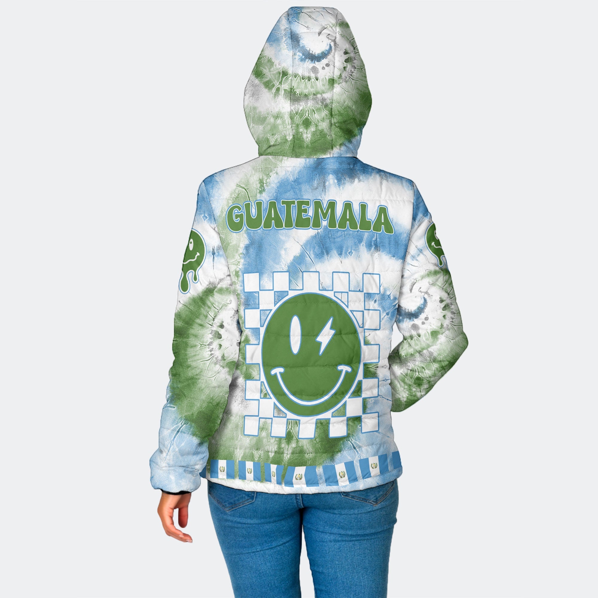 Guatemala Women Hooded Padded Jacket Custom Tie Dye Style 2