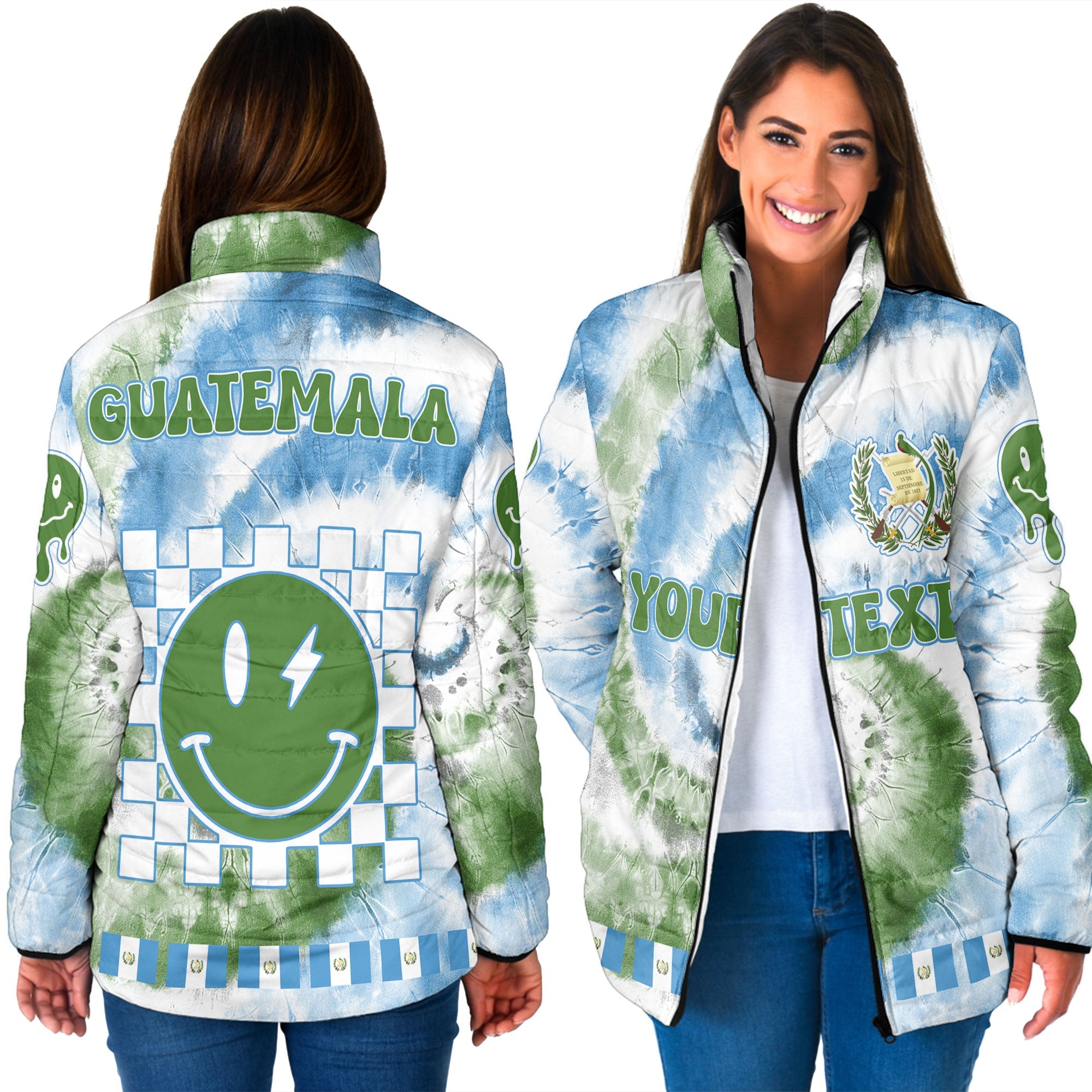 Guatemala Women Padded Jacket Custom Tie Dye Style 3