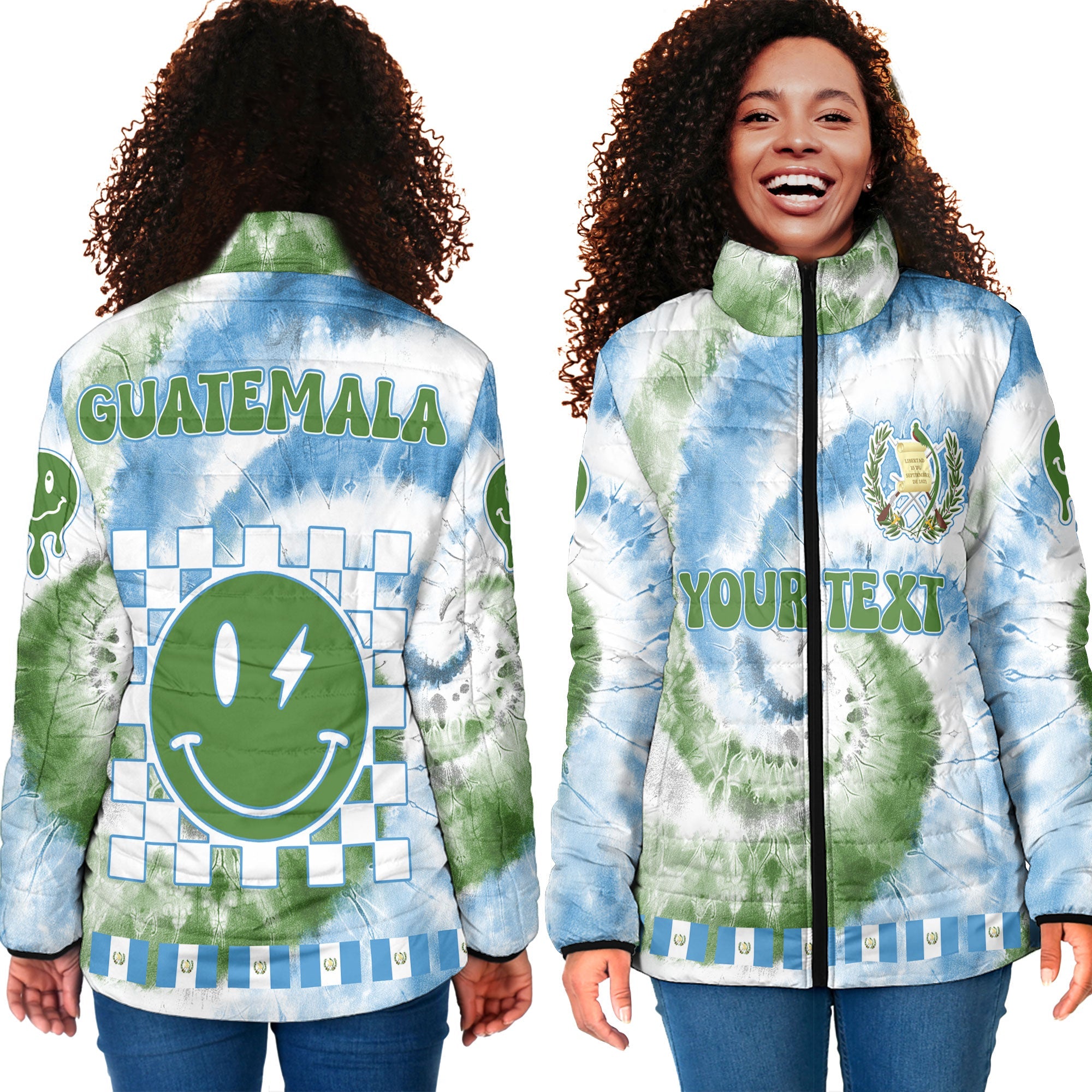 Guatemala Women Padded Jacket Custom Tie Dye Style 4