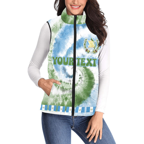 Guatemala Women Padded Jacket Vest Custom Tie Dye Style 1