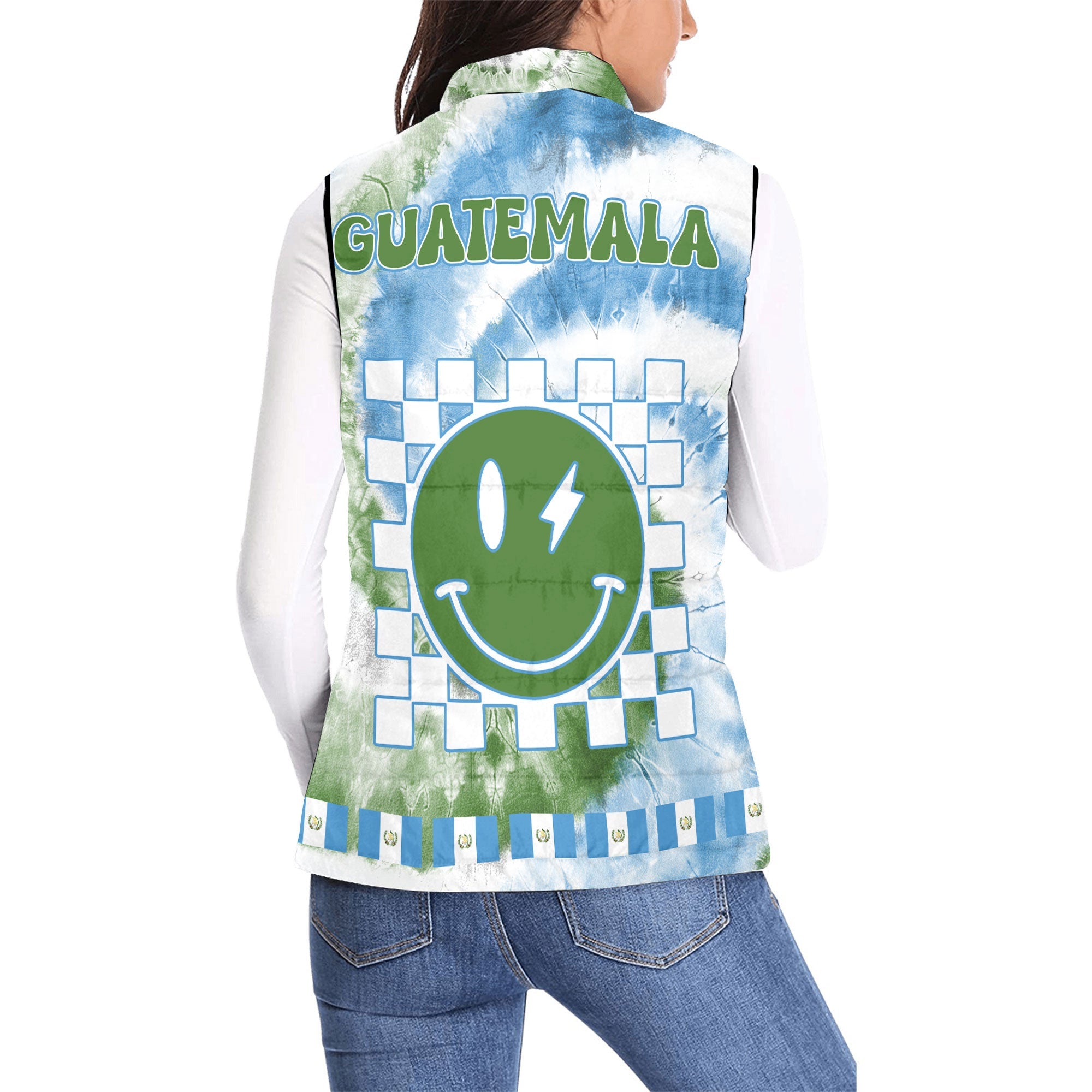 Guatemala Women Padded Jacket Vest Custom Tie Dye Style 2