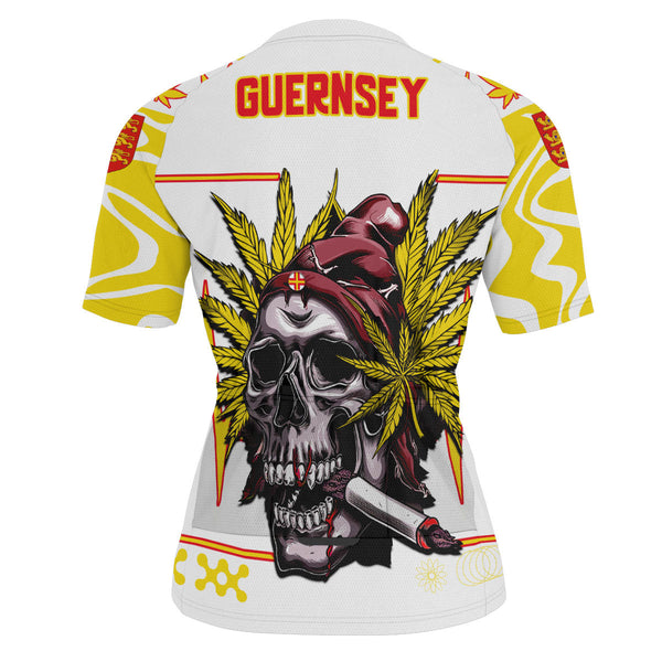 Guernsey Men's Cycling Jersey Flag & Coat Of Arms Marijuanas Style