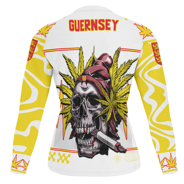 Guernsey Men's Cycling Jersey Long Sleeve Flag & Coat Of Arms Marijuanas Style