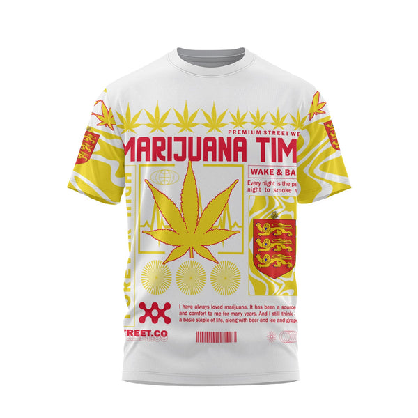 Guernsey T Shirt Flag & Coat Of Arms Marijuanas Style