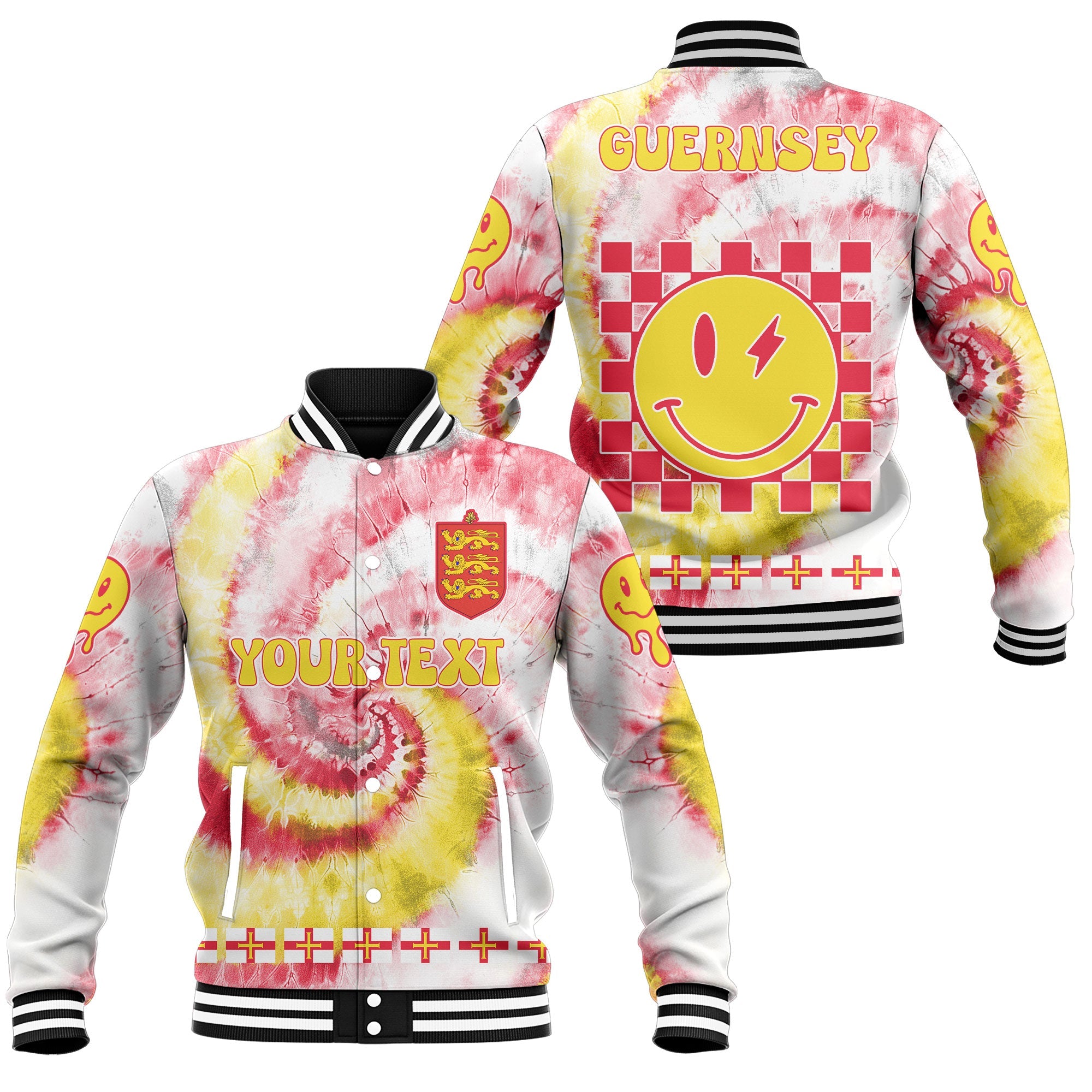 Guernsey Baseball Jacket Custom Tie Dye Style 1