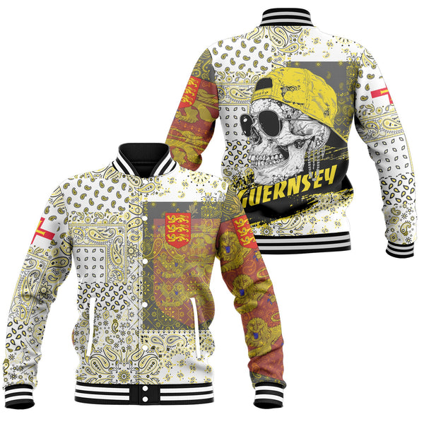 Guernsey Baseball Jacket Paisley Flag And Skull Style 1