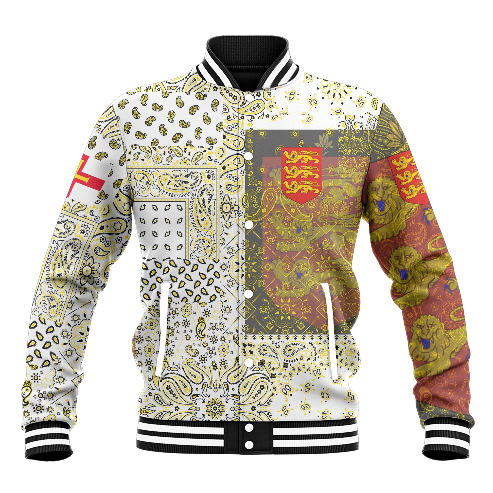 Guernsey Baseball Jacket Paisley Flag And Skull Style 2