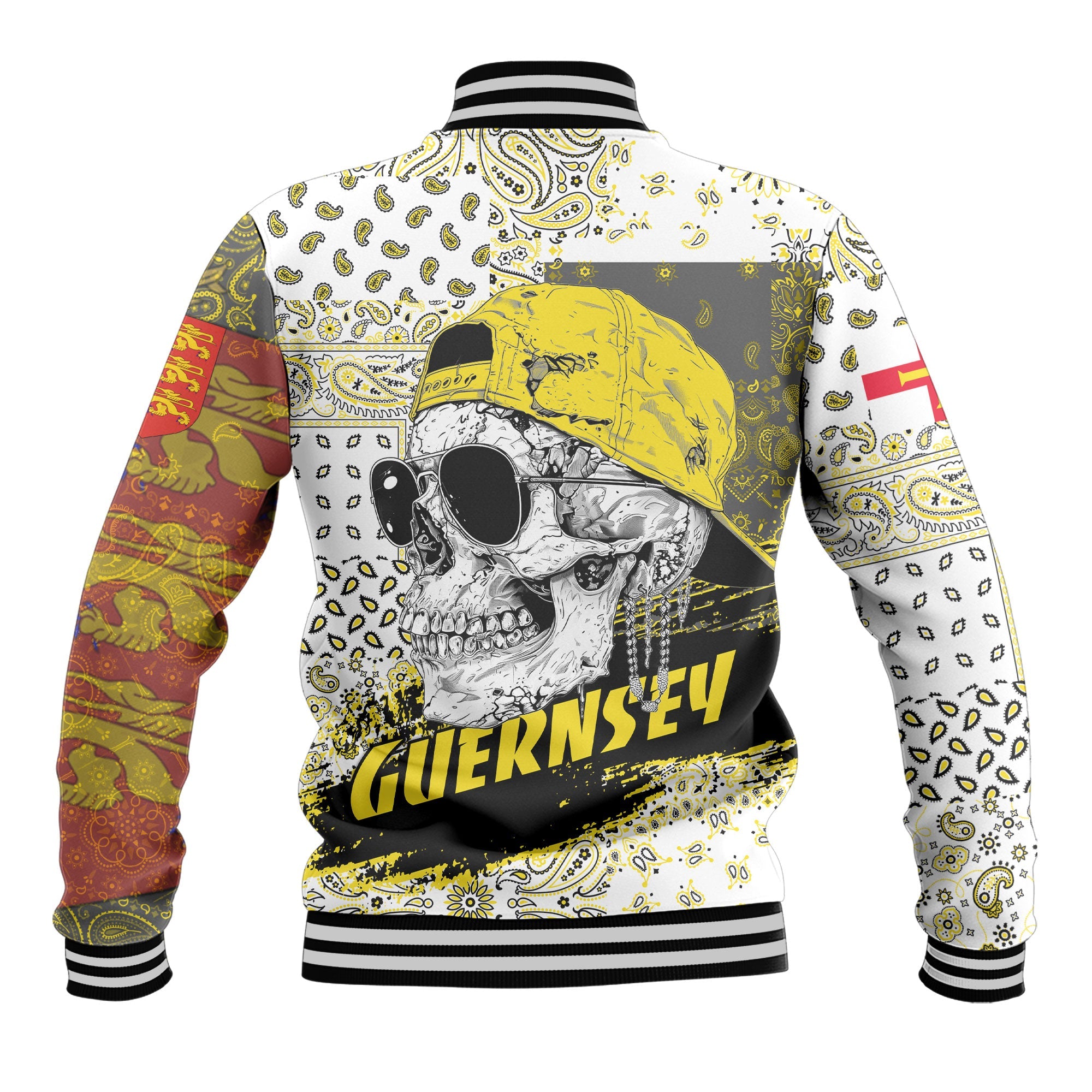 Guernsey Baseball Jacket Paisley Flag And Skull Style 3