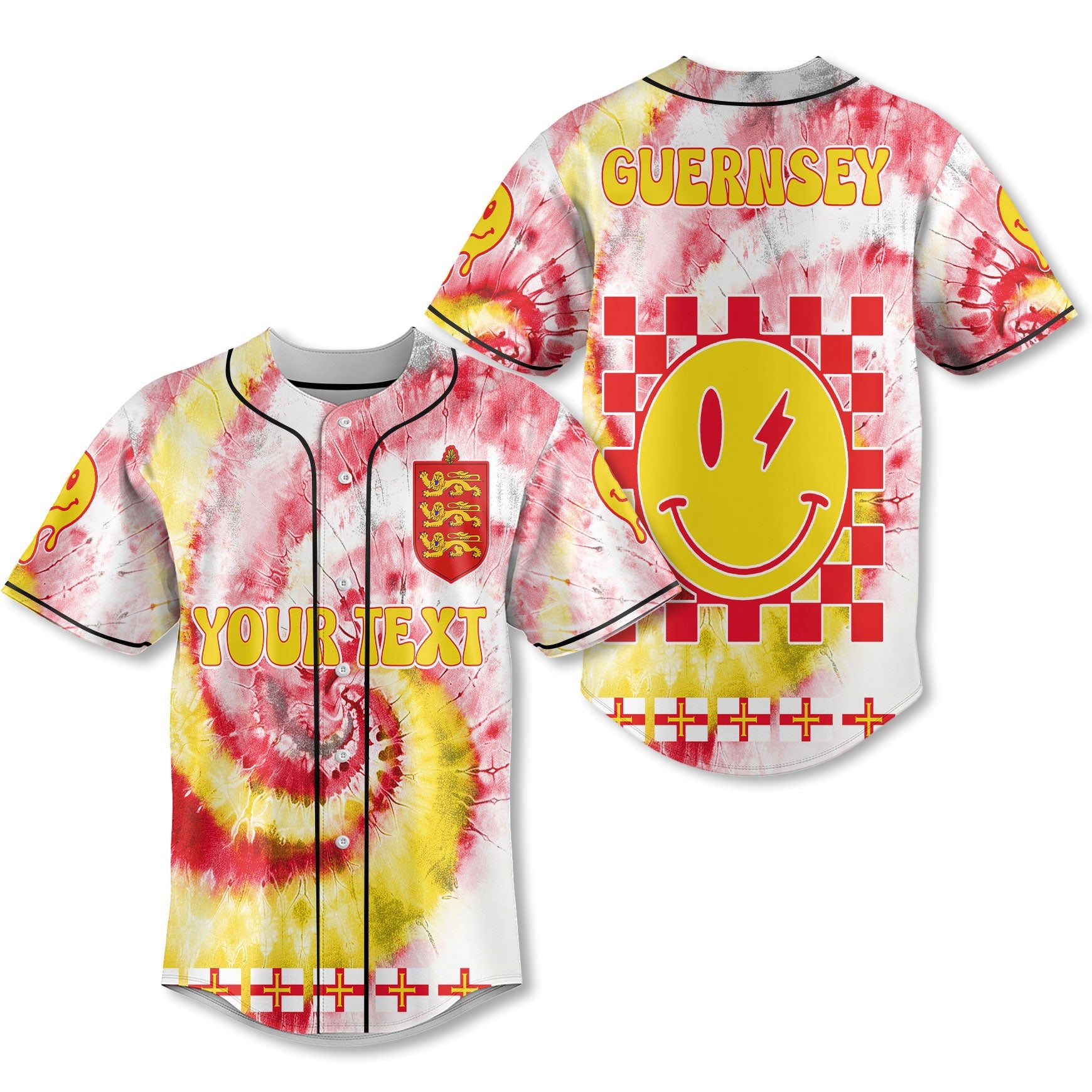 Guernsey Baseball Jersey Custom Tie Dye Style 1