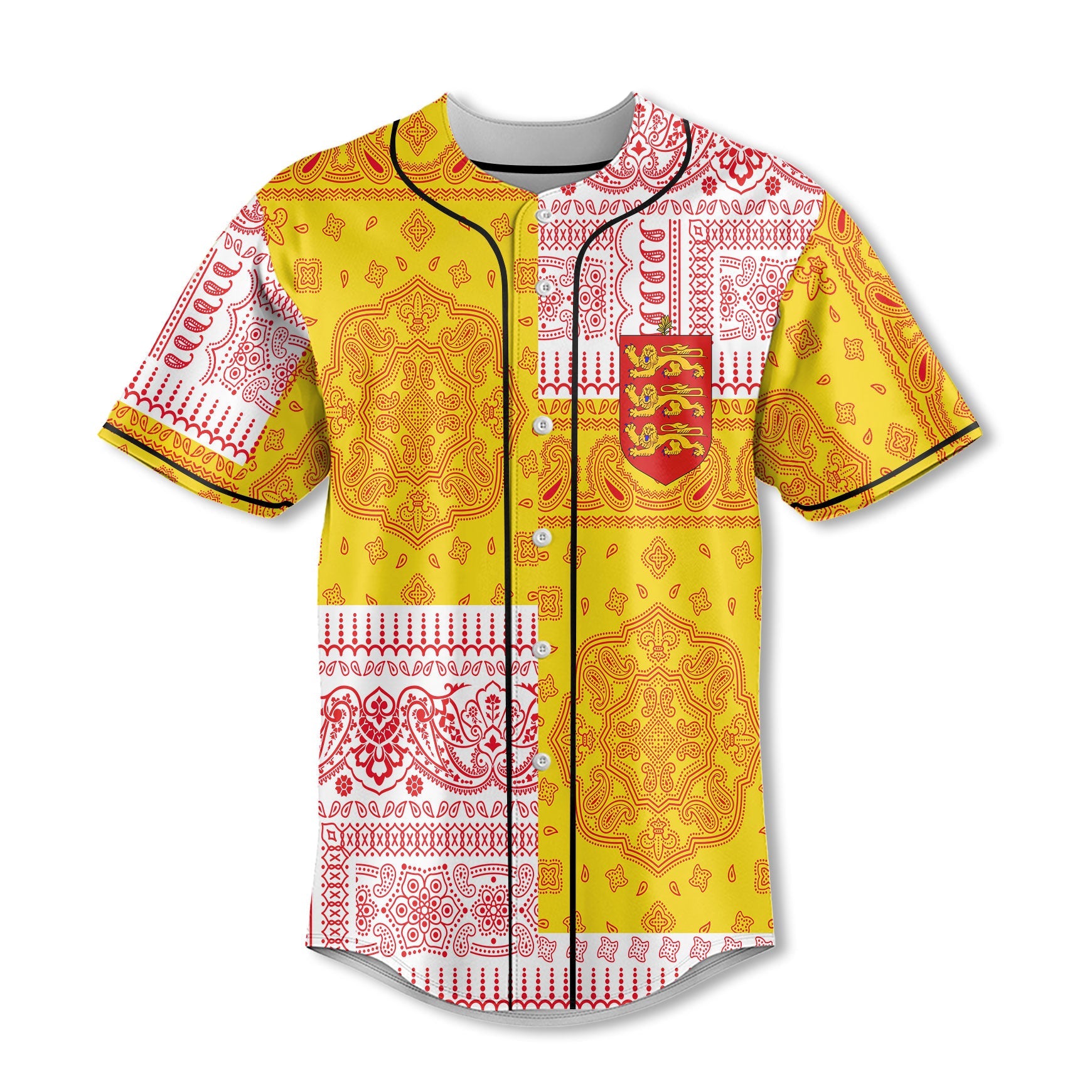 Guernsey Baseball Jersey Flag And Paisley Basic Style 2