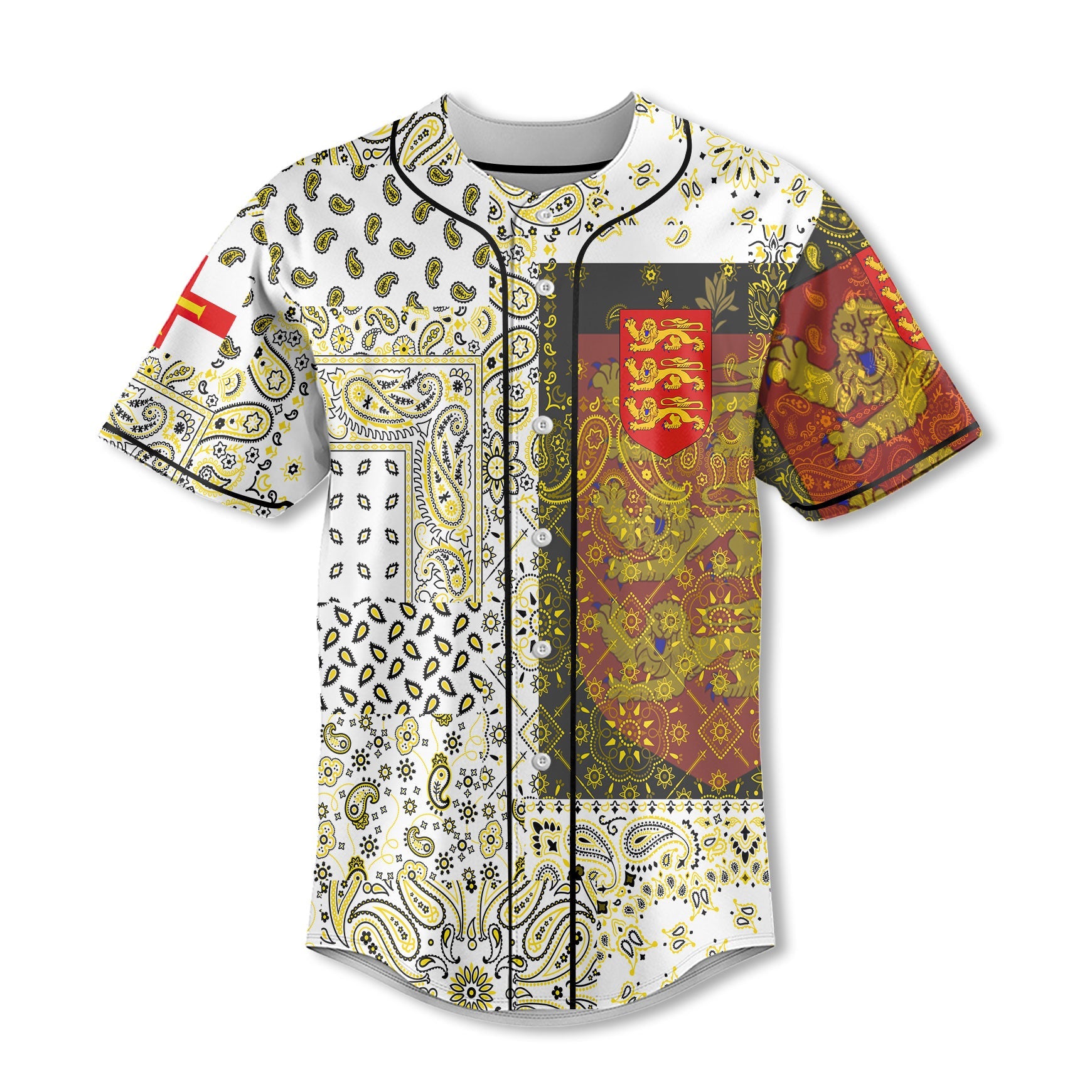 Guernsey Baseball Jersey Paisley Flag And Skull Style 2