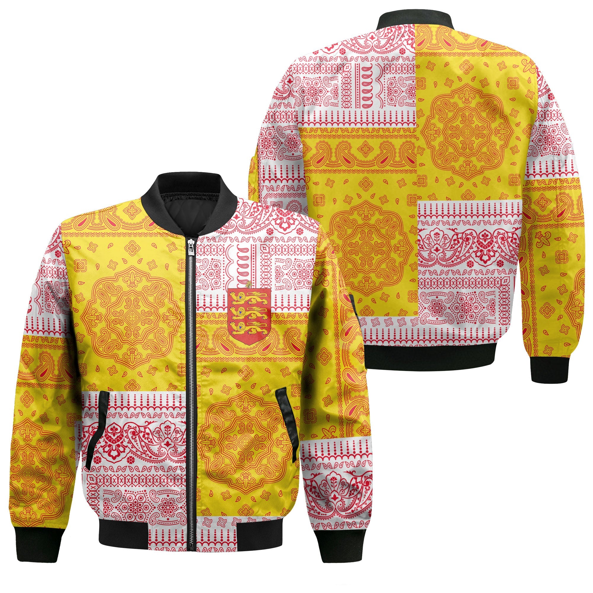 Guernsey Bomber Jacket Flag And Paisley Basic Style 1