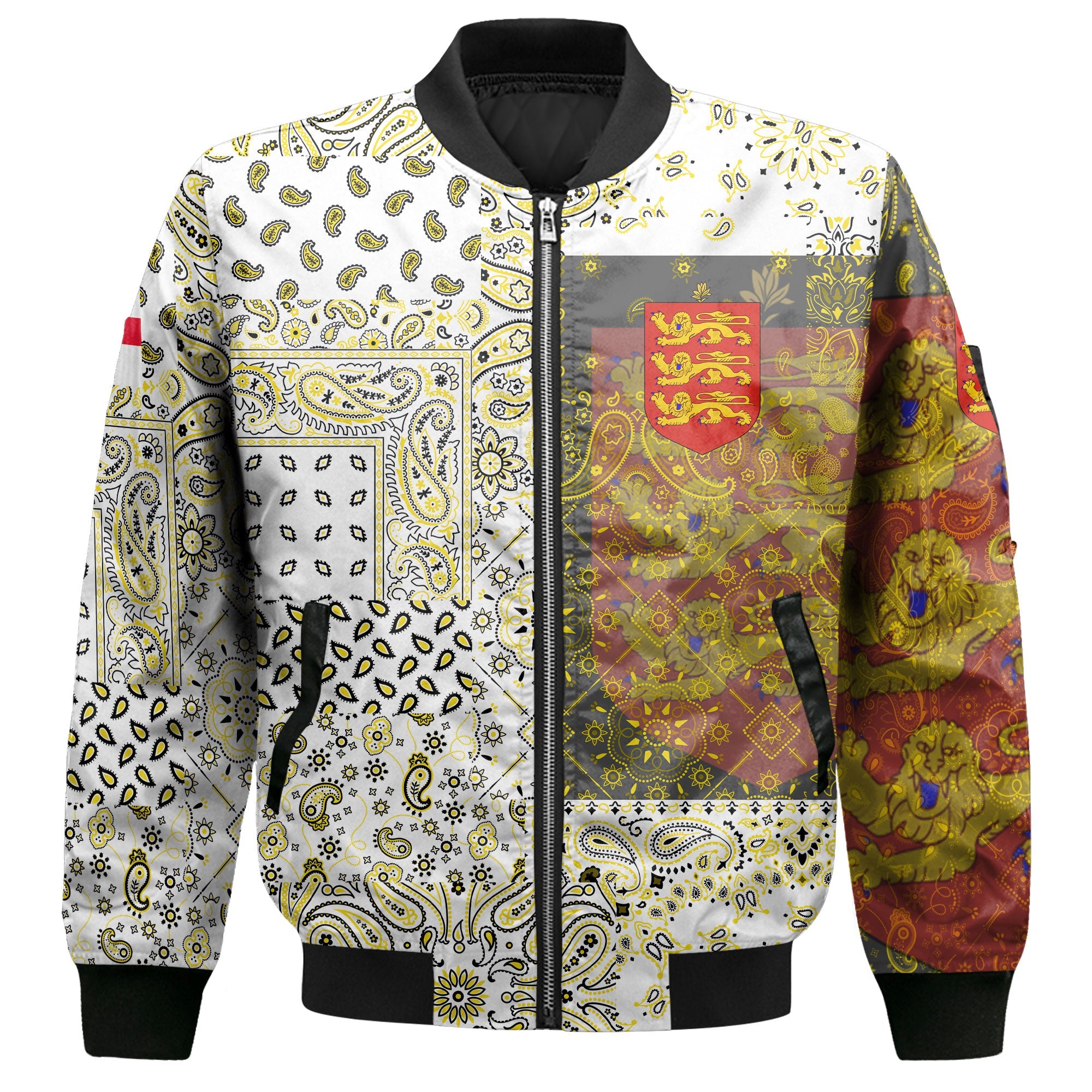 Guernsey Bomber Jacket Paisley Flag And Skull Style 2