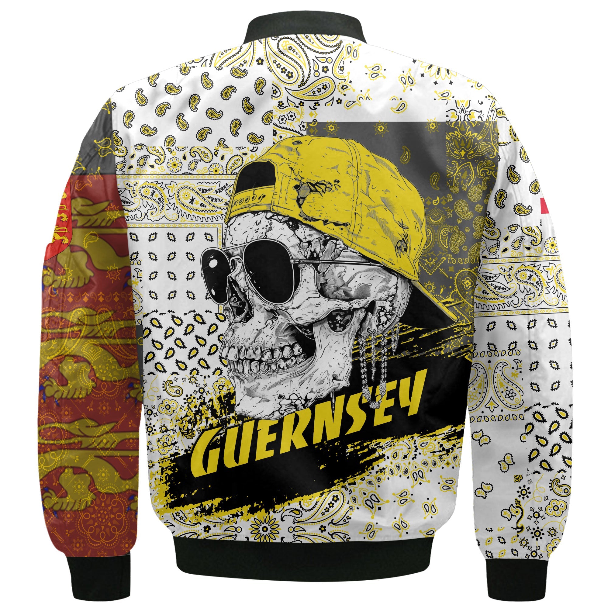 Guernsey Bomber Jacket Paisley Flag And Skull Style 3