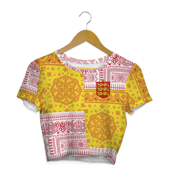 Guernsey Croptop T Shirt Flag And Paisley Basic Style 1