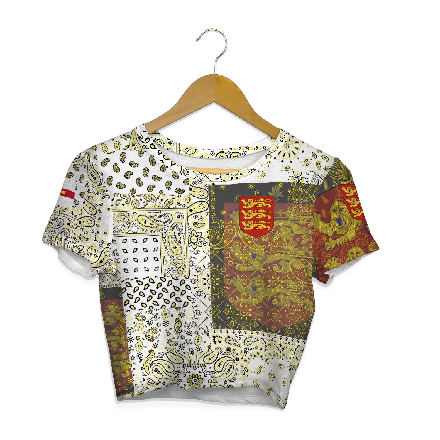 Guernsey Croptop T Shirt Paisley Flag And Skull Style 1