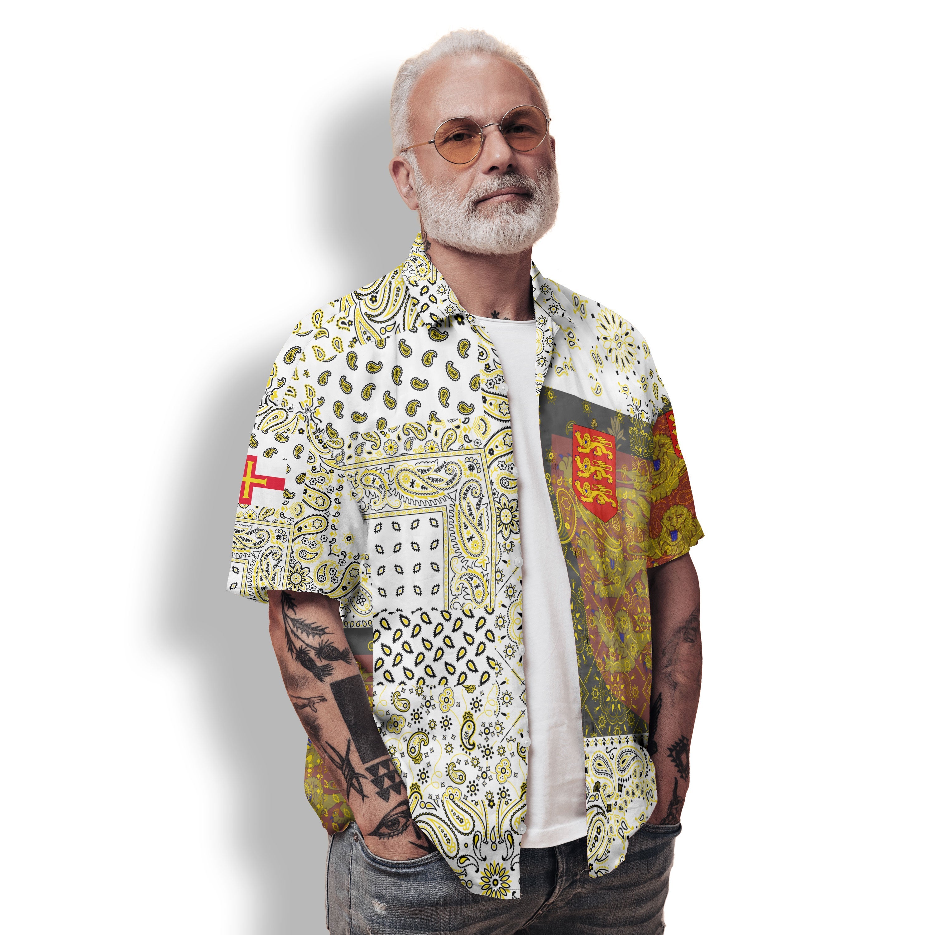 Guernsey Hawaiian Shirt Paisley Flag And Skull Style 3