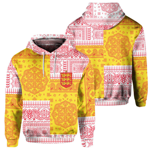 Guernsey Hoodie Flag And Paisley Basic Style 1