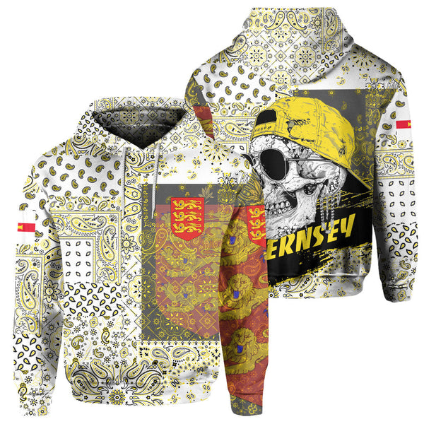 Guernsey Hoodie Paisley Flag And Skull Style 1