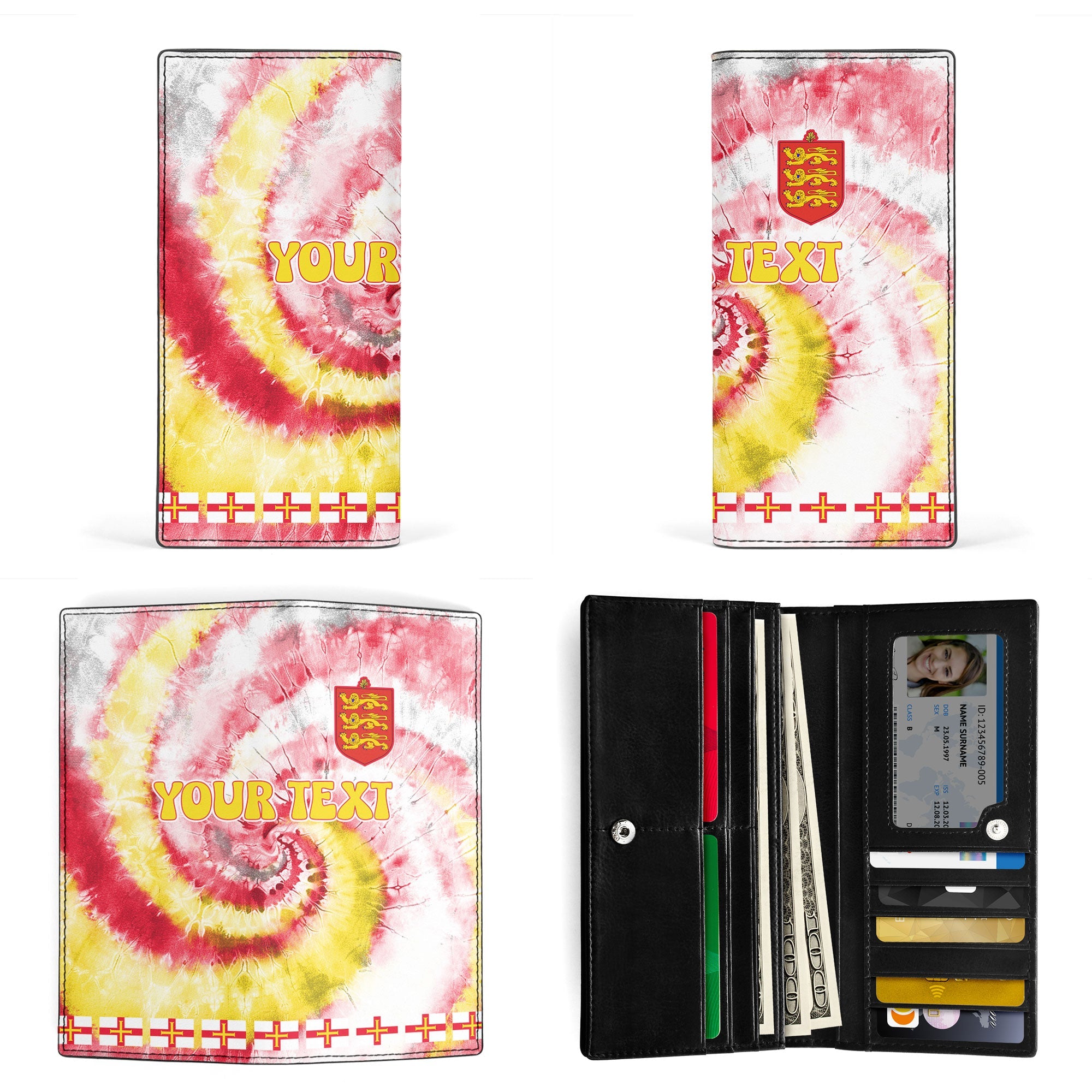 Guernsey Leather Wallet Custom Tie Dye Style 3