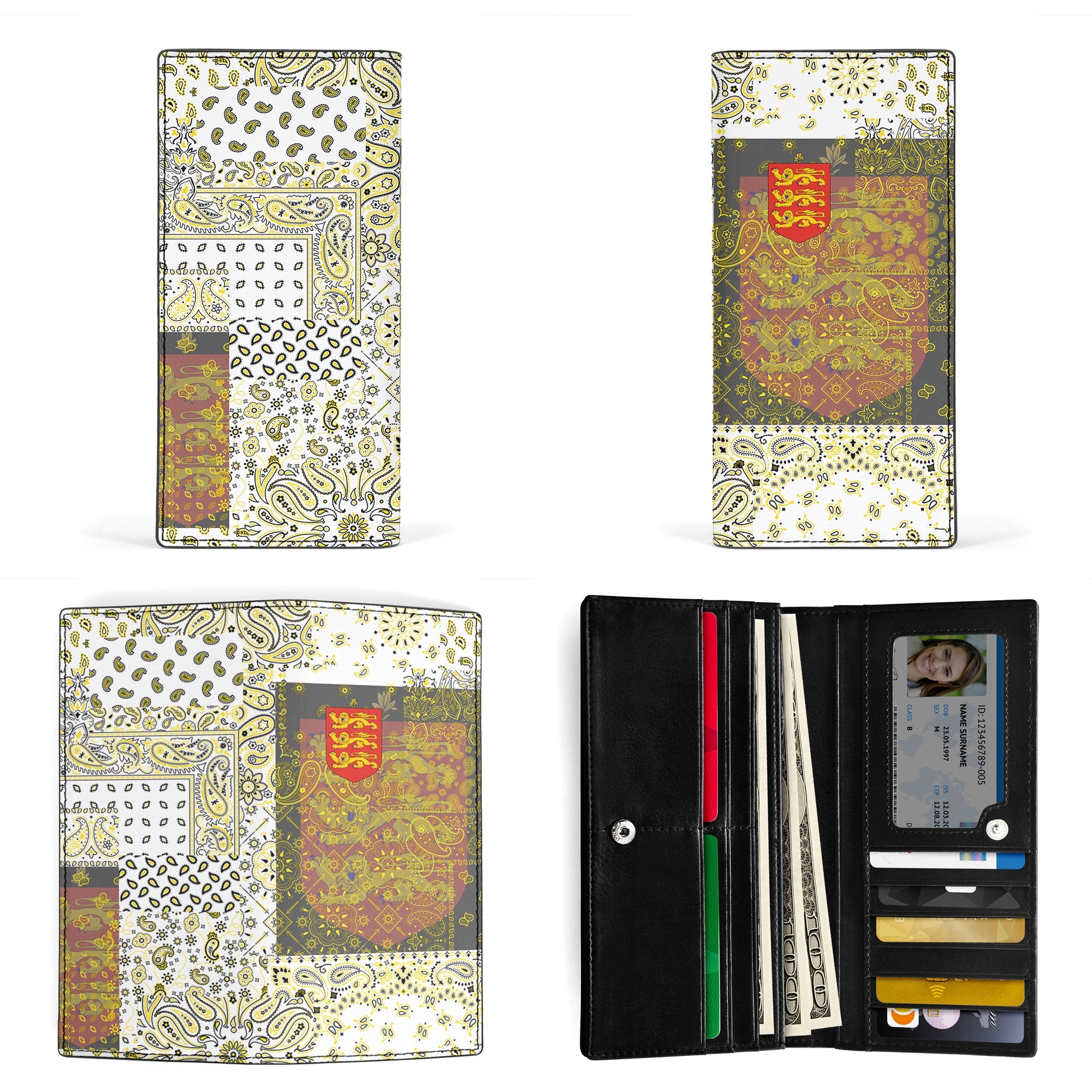 Guernsey Leather Wallet Paisley Flag And Skull Style 3