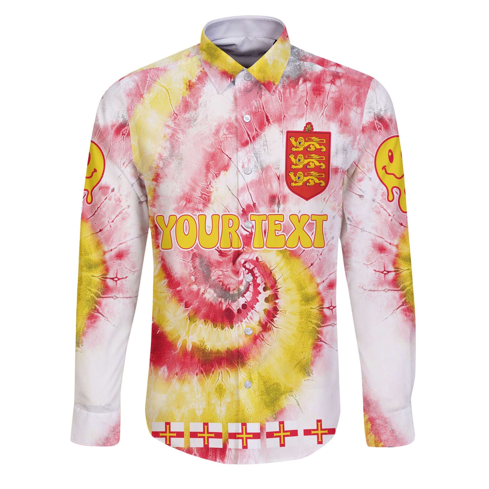 Guernsey Long Sleeve Button Shirt Custom Tie Dye Style 1