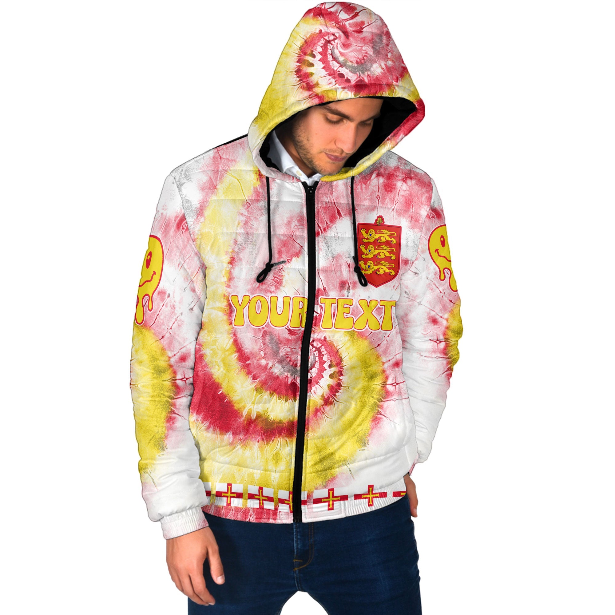 Guernsey Men Hooded Padded Jacket Custom Tie Dye Style 2