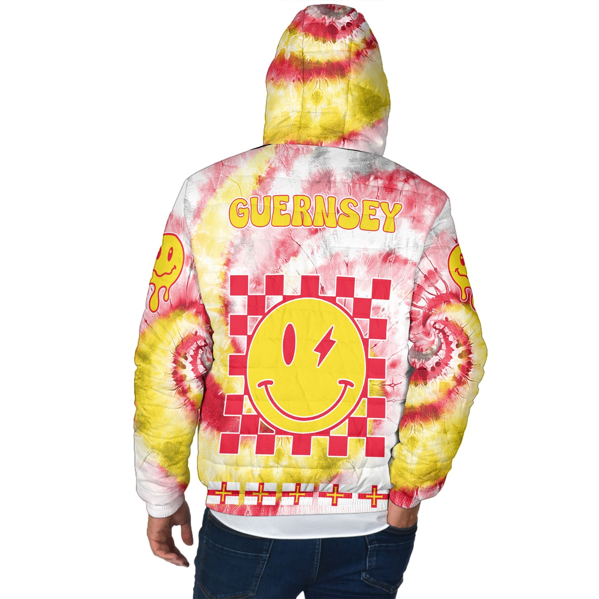 Guernsey Men Hooded Padded Jacket Custom Tie Dye Style 3